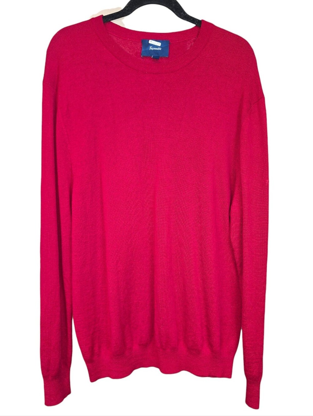 Façonnable Men’s 100% Wool Red Crewneck Sweater Quiet Luxury Classic Size XL